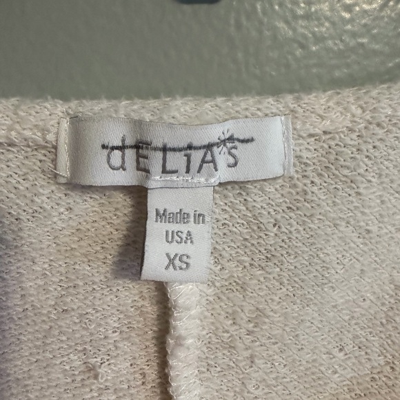 Delias Cream heart Rhinestone cropped Knit long sleeve Top size XS - Picture 2 of 12